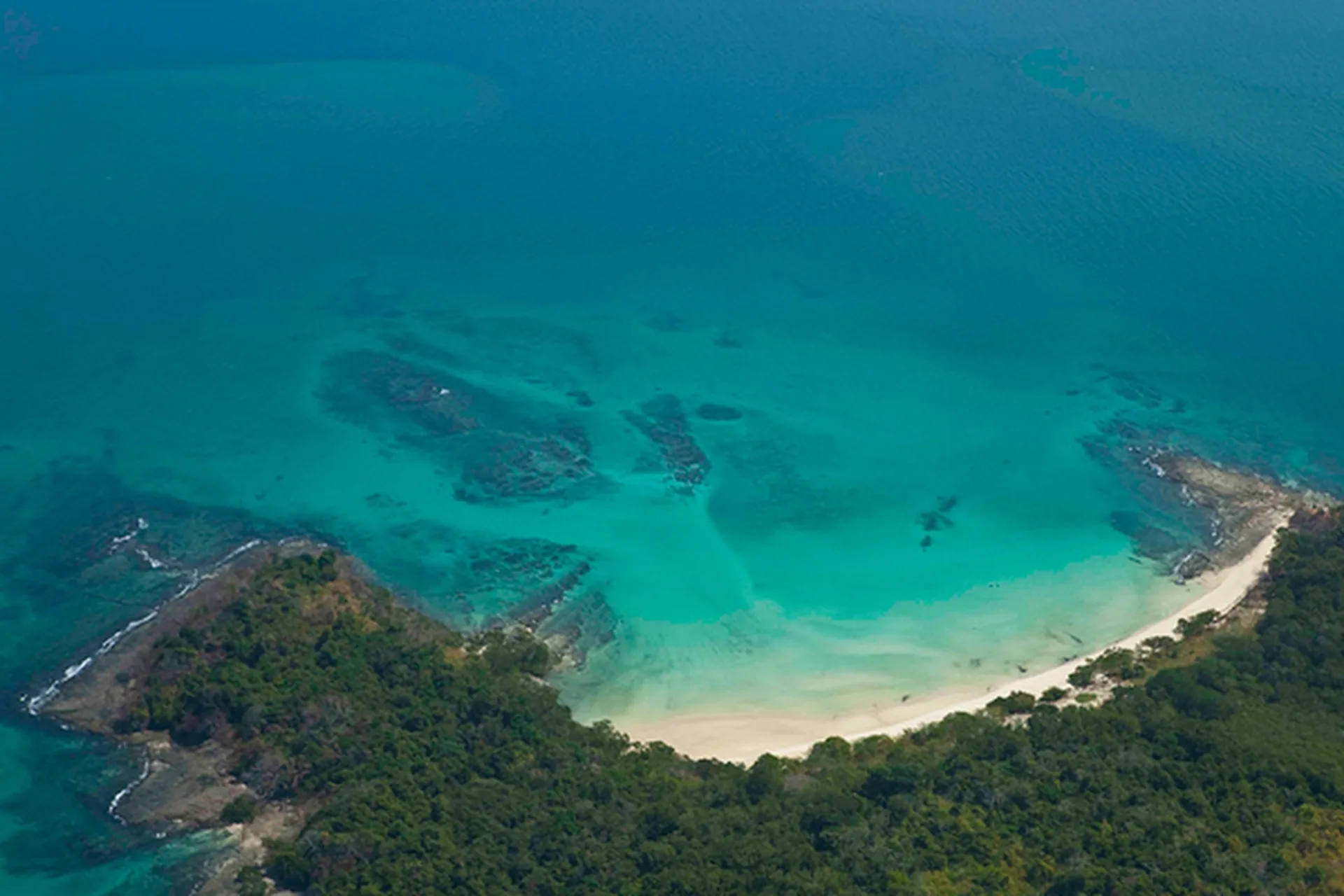 Aerial view of Contadora Island and its beaches